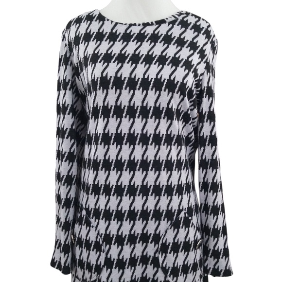 Chadwick's Black Gray Houndstooth Tunic Shift Dress‎ Size 14 - Picture 2 of 10